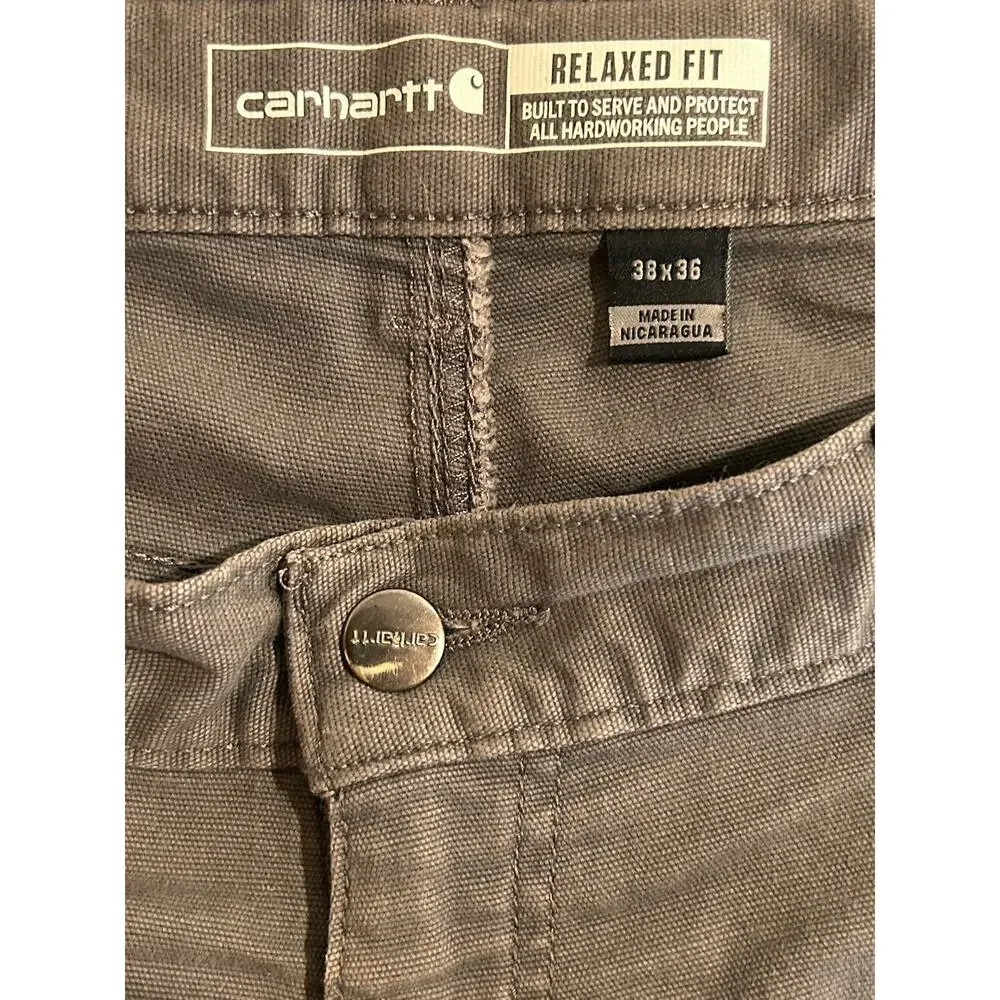 Carhartt Pants Men's 38x36 102517-039 Relaxed Fit Canvas Work Pants Gray